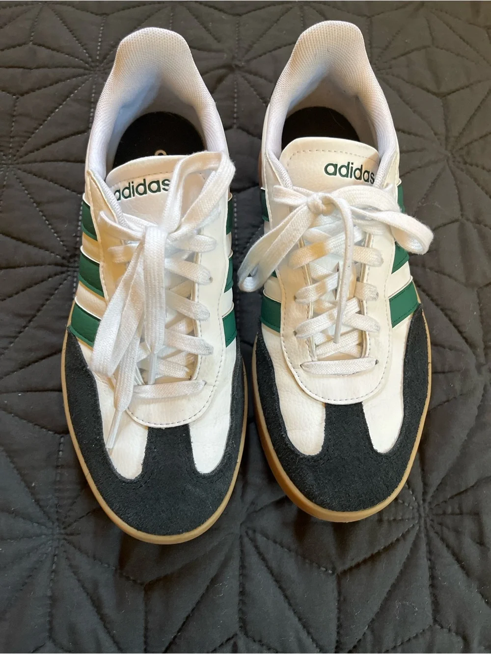 adidas White & Green Classic Suede Sneakers
